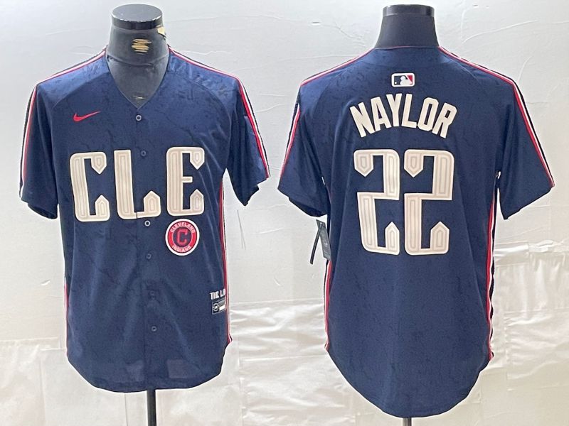 Men Cleveland Indians #22 Naylor Blue City Edition Nike 2024 MLB Jersey style 7->cleveland indians->MLB Jersey